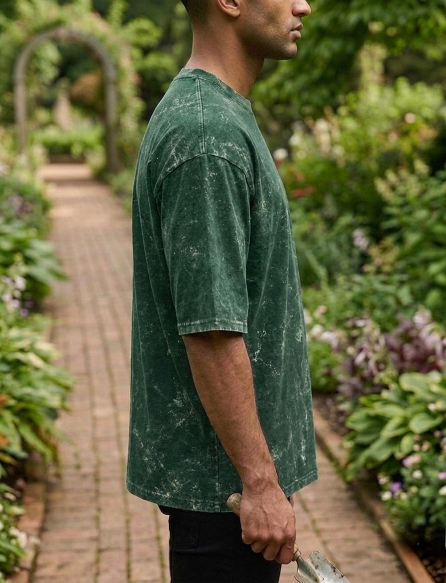 Bottle Green | UNISEX Acid Washed Oversized T-Shirt | FASHION DRUGS 69