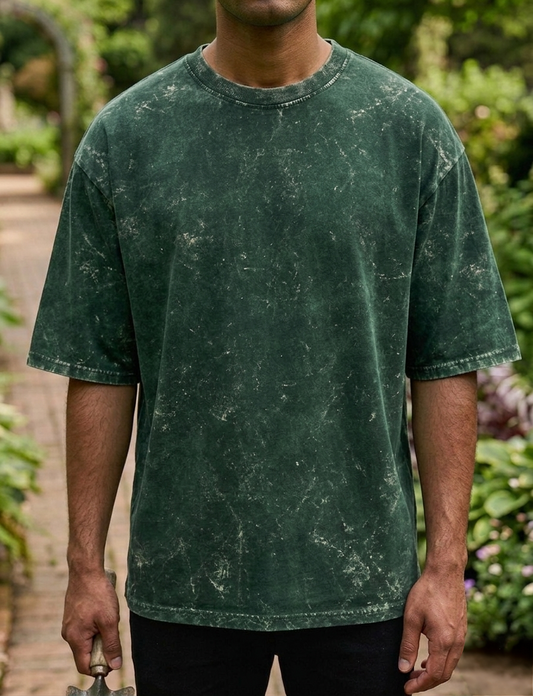 Bottle Green | UNISEX Acid Washed Oversized T-Shirt | FASHION DRUGS 69