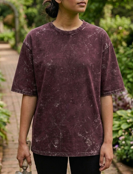 Maroon | UNISEX Acid Washed Oversized T-Shirt | FASHION DRUGS 69
